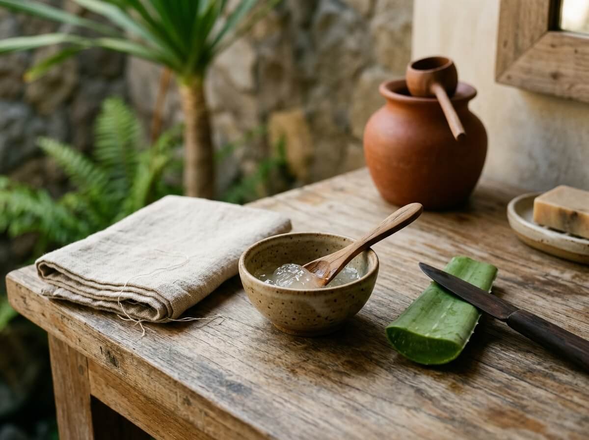aloe vera gel daily skincare routine setup