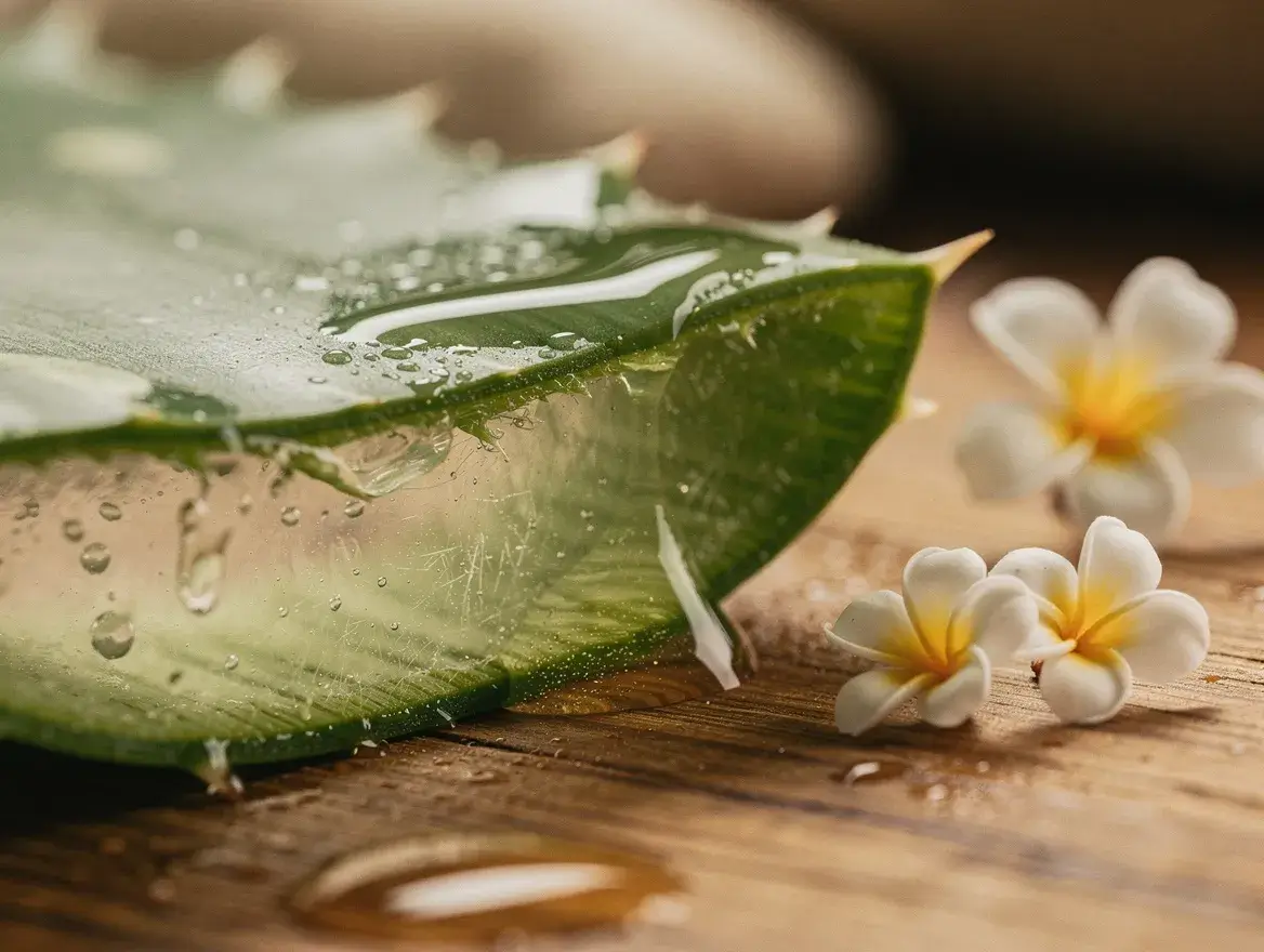 close up of fresh aloe vera gel texture