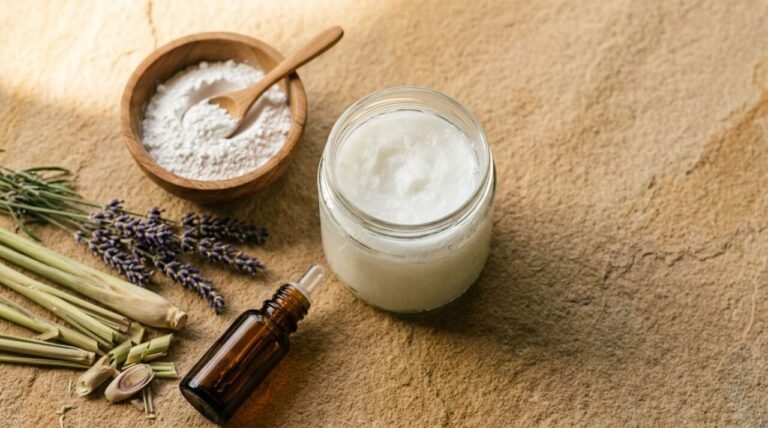 best natural deodorant ingredients arranged on stone surface