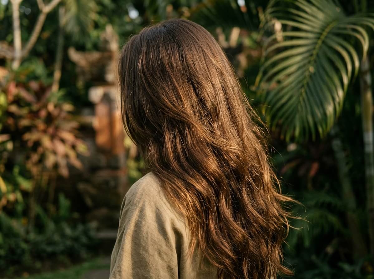 healthy hair flowing in natural light