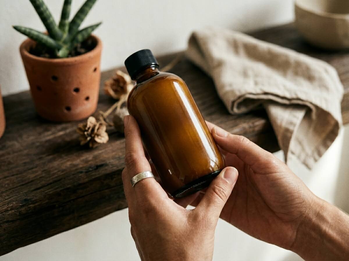 reading ingredient label on natural coconut body lotion