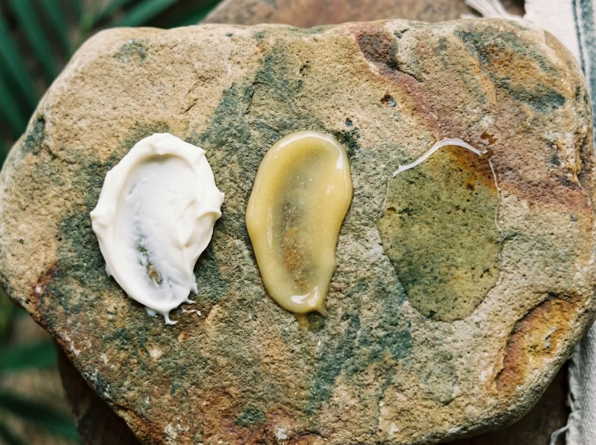 coconut body lotion compared with body butter and body oil textures
