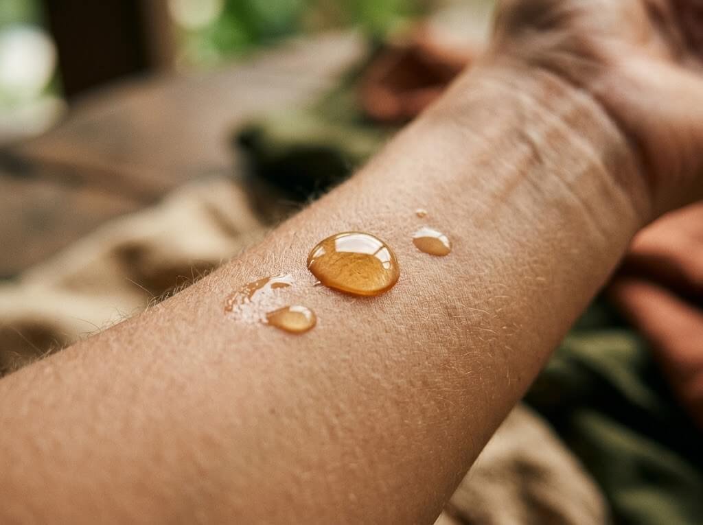 coconut oil is good for your skin, close-up of oil moisturizing skin