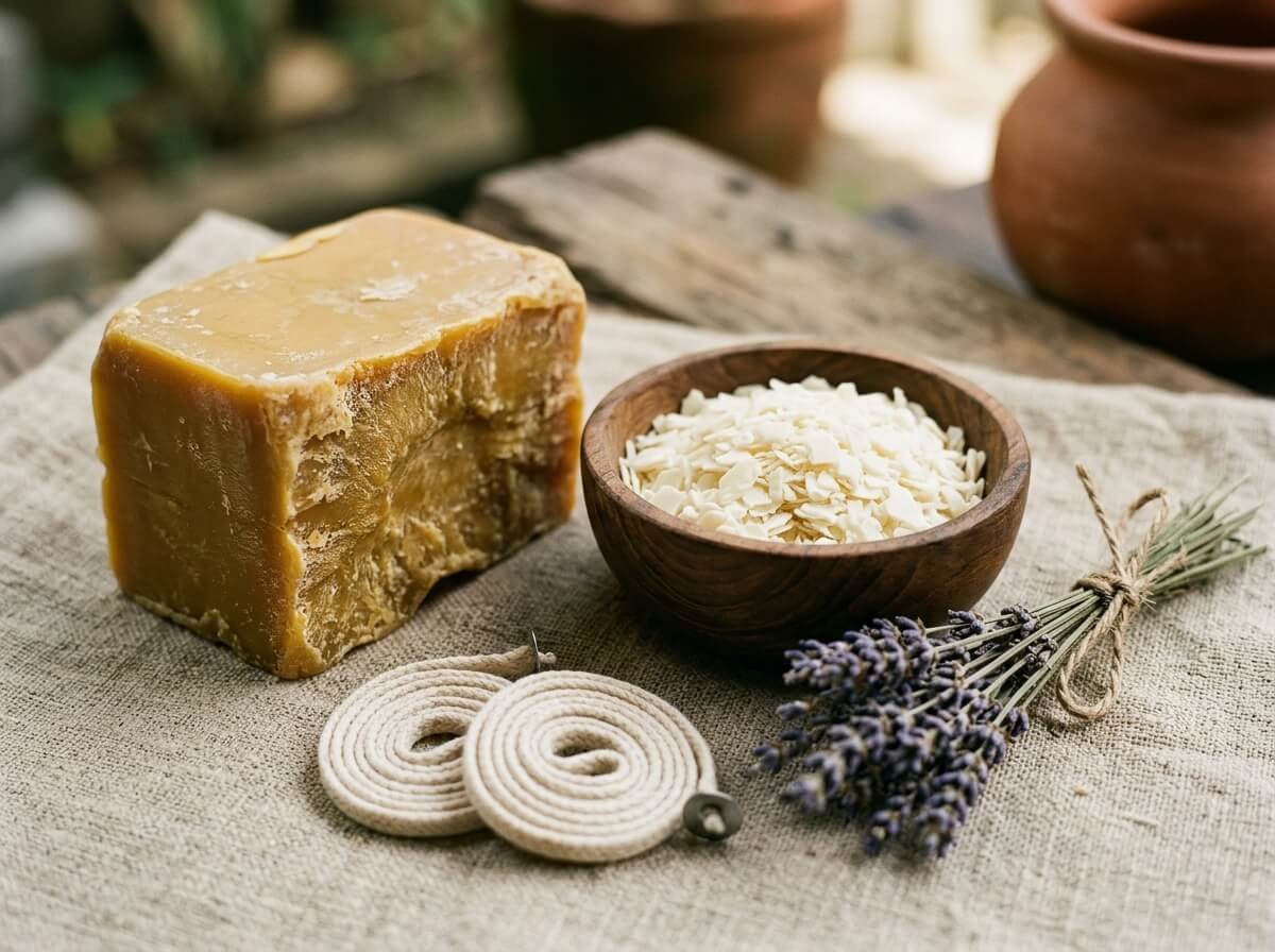 natural candle ingredients beeswax soy wicks lavender