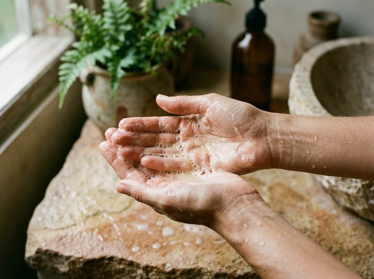 natural face cleansing step in morning skincare routine
