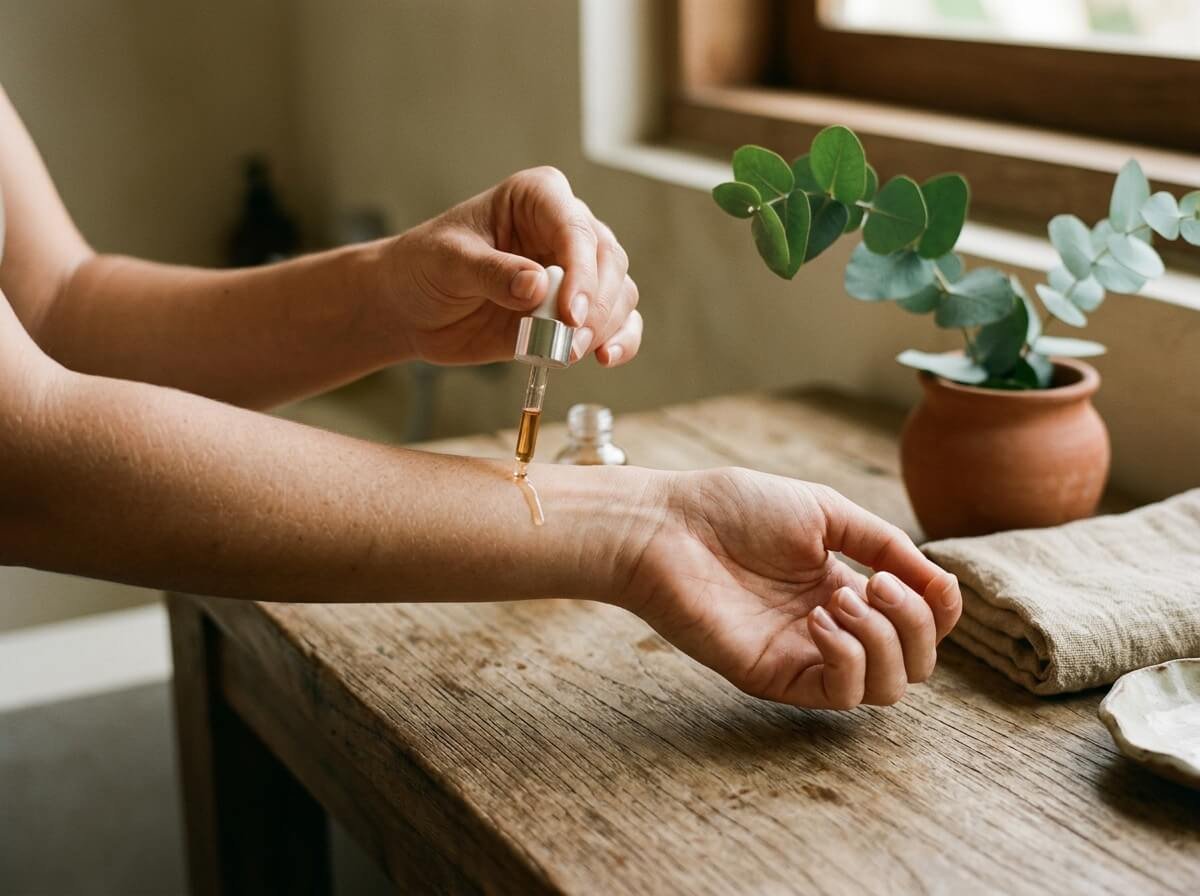 applying natural face serum as part of skincare routine