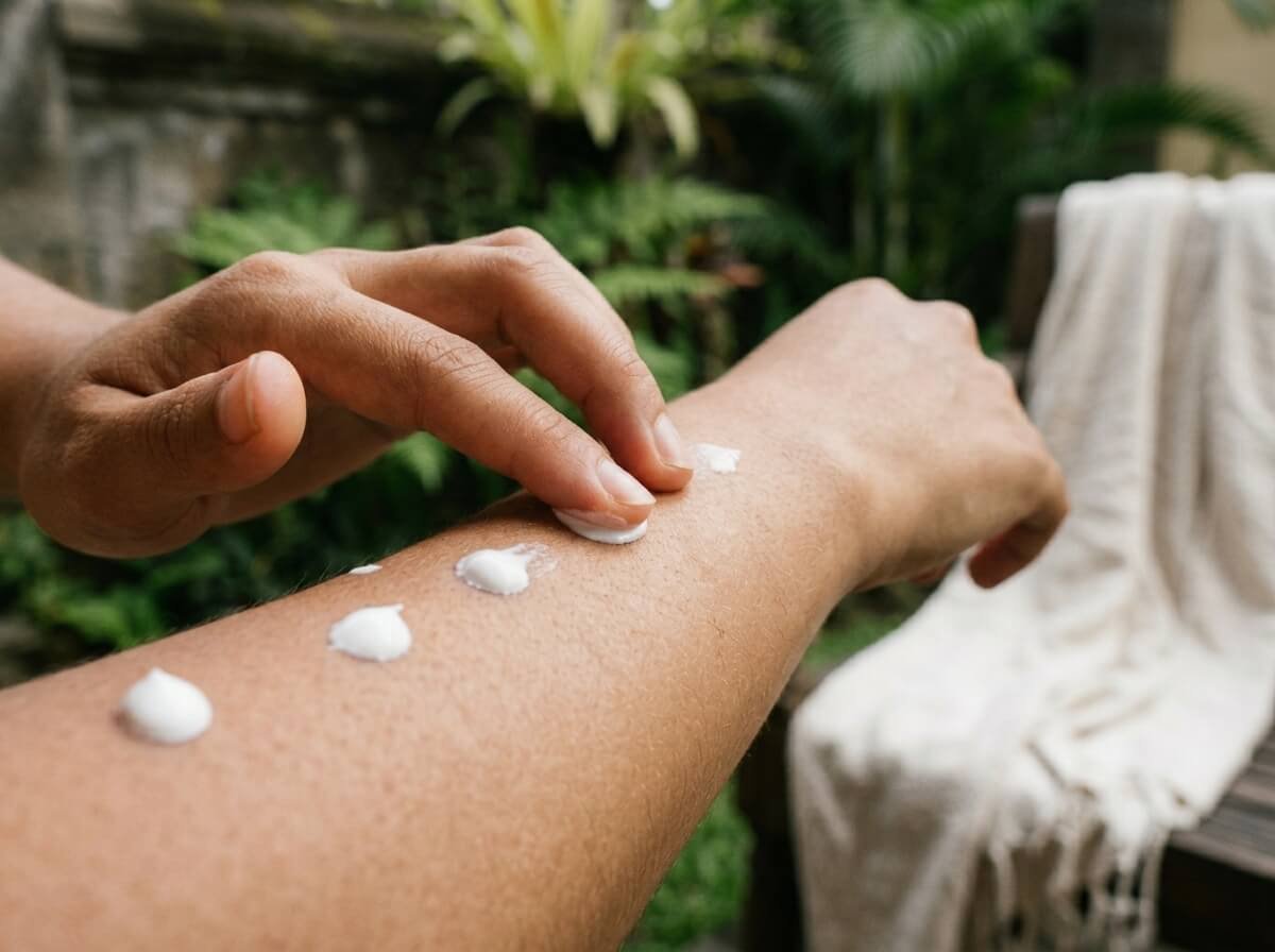 applying natural sunscreen to face and body correctly