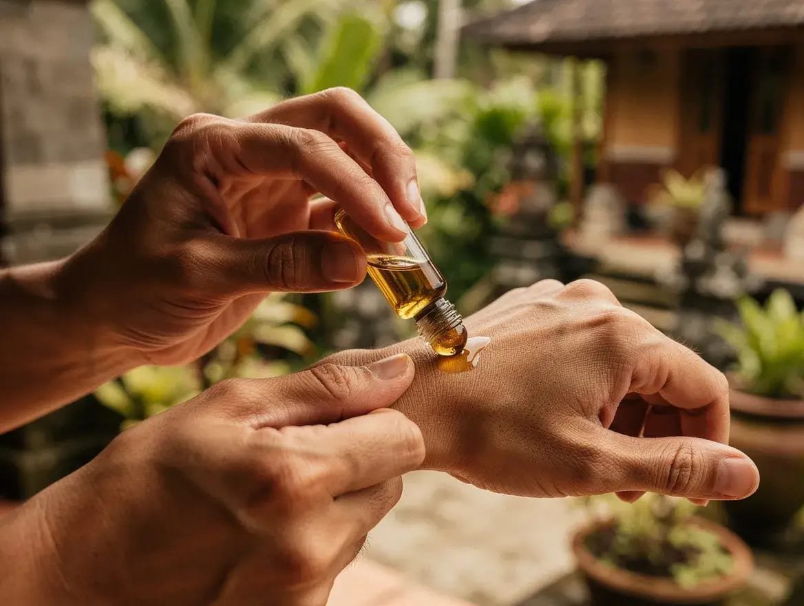 applying aromatherapy oils to pulse points for anxiety