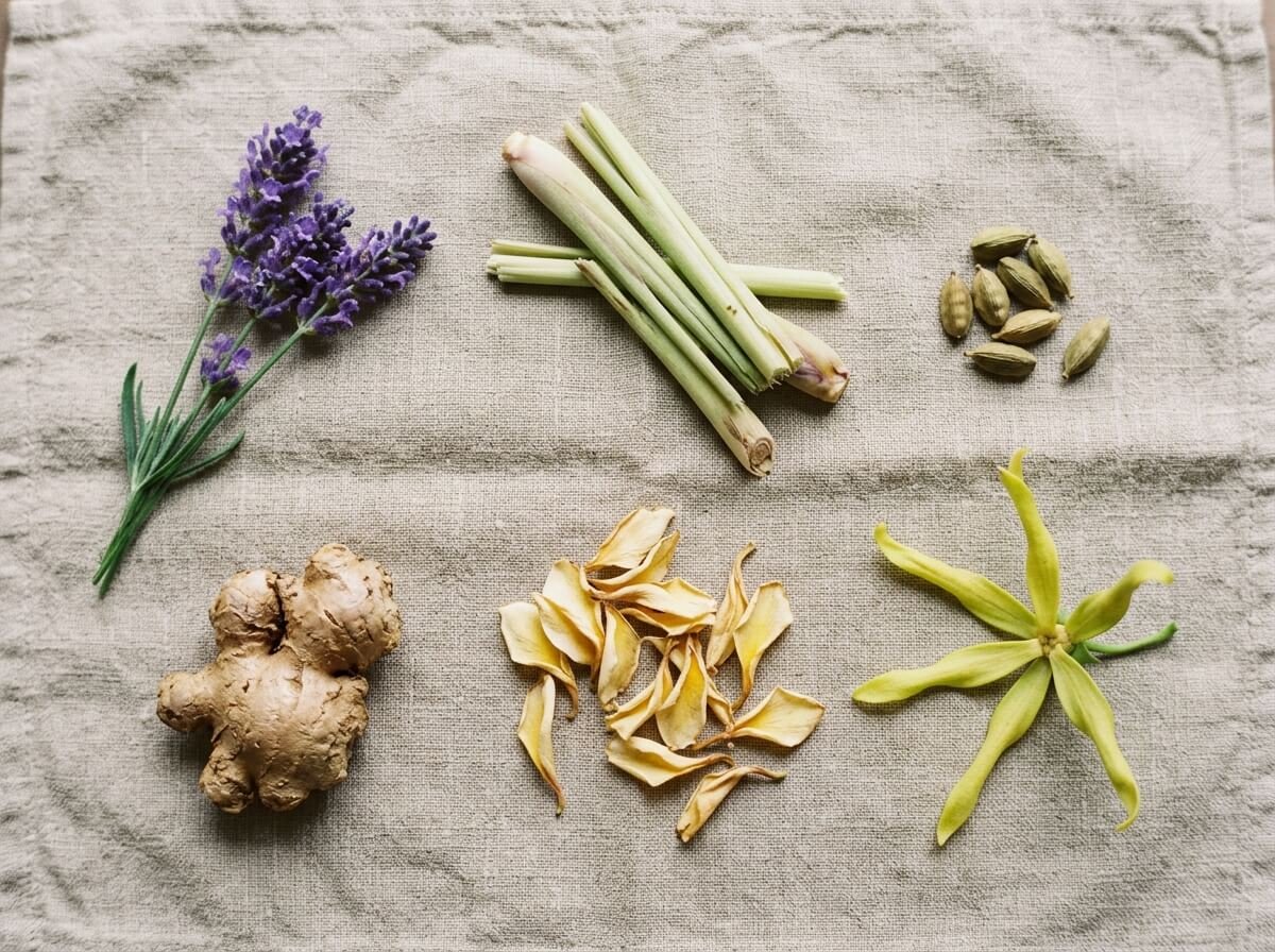 aromatherapy oils massage starter botanicals: lavender, ginger, lemongrass, frangipani, cardamom, and cananga
