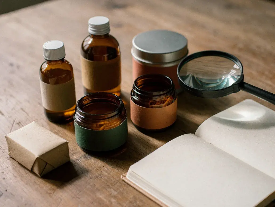 Reading coconut-derived ingredients on natural skincare product labels