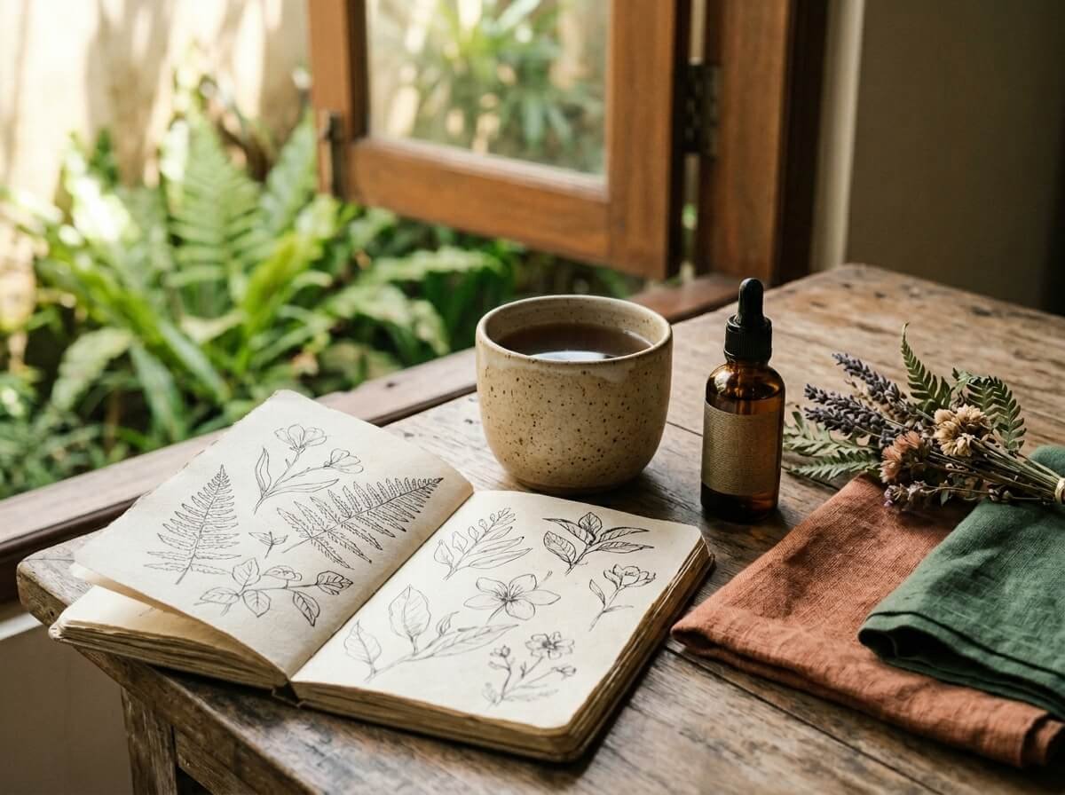 morning ritual with essential oils and a notebook for daily aromatherapy use