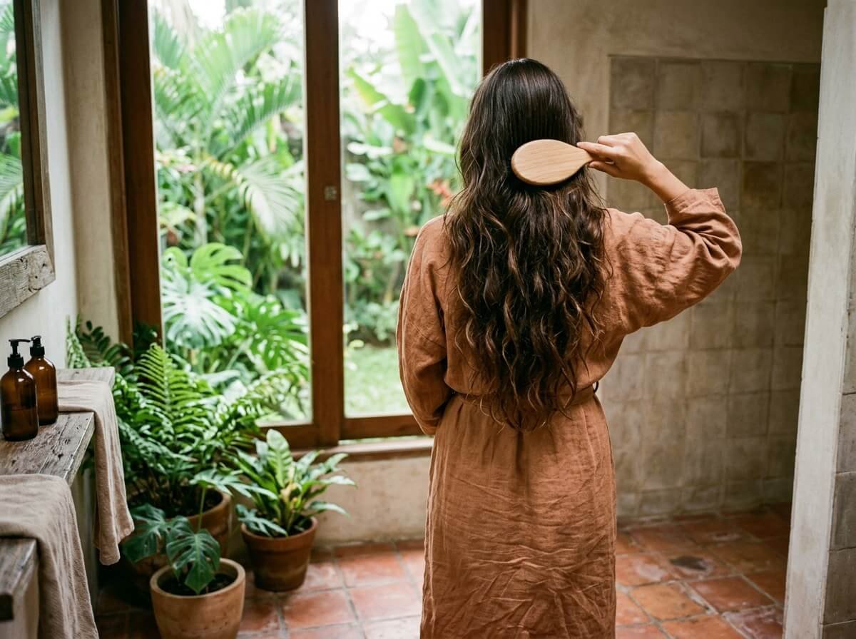 healthy hair after using natural shampoo and conditioner