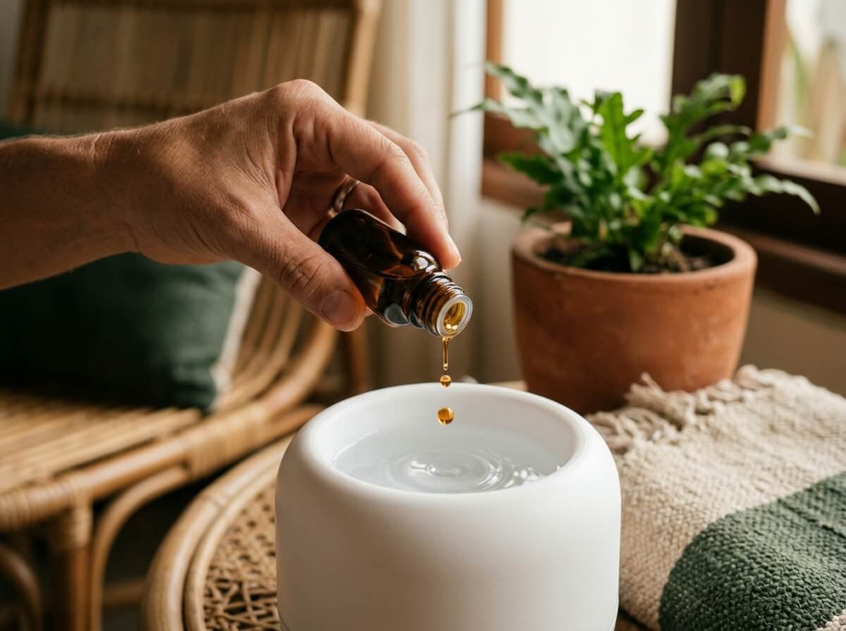 Adding essential oils to a diffuser humidifier water tank