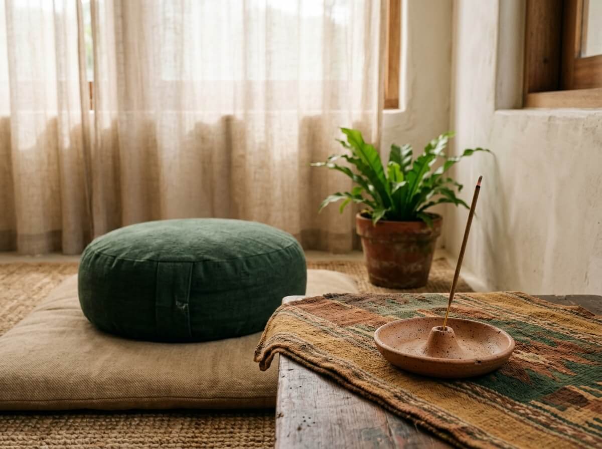 natural incense in meditation space wellness ritual