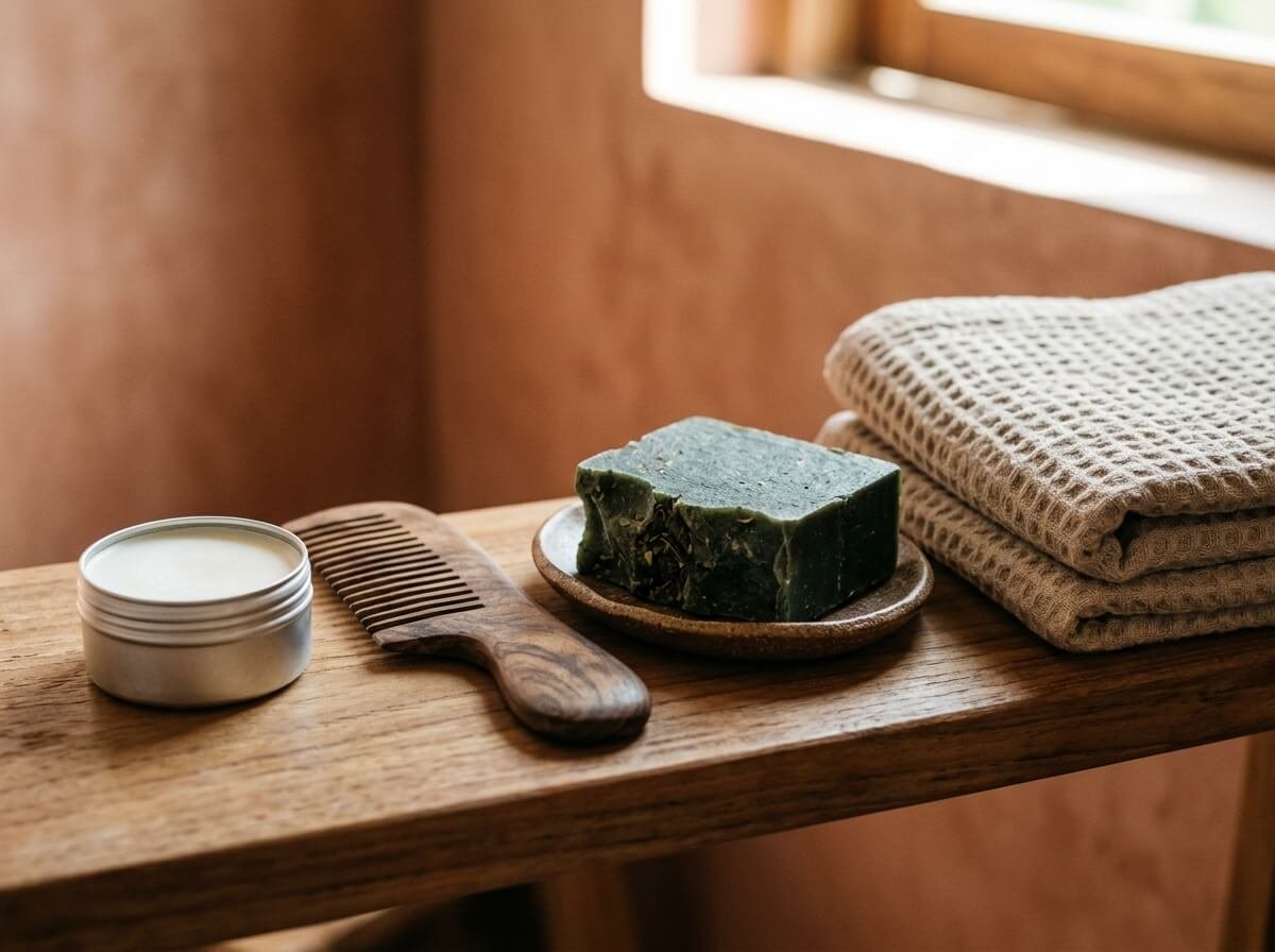 Natural body care routine for men with deodorant and grooming essentials