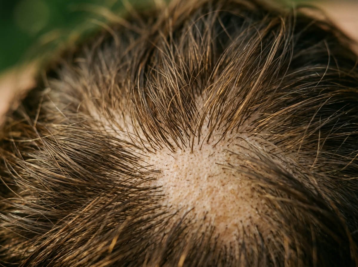 healthy scalp and hair roots close-up