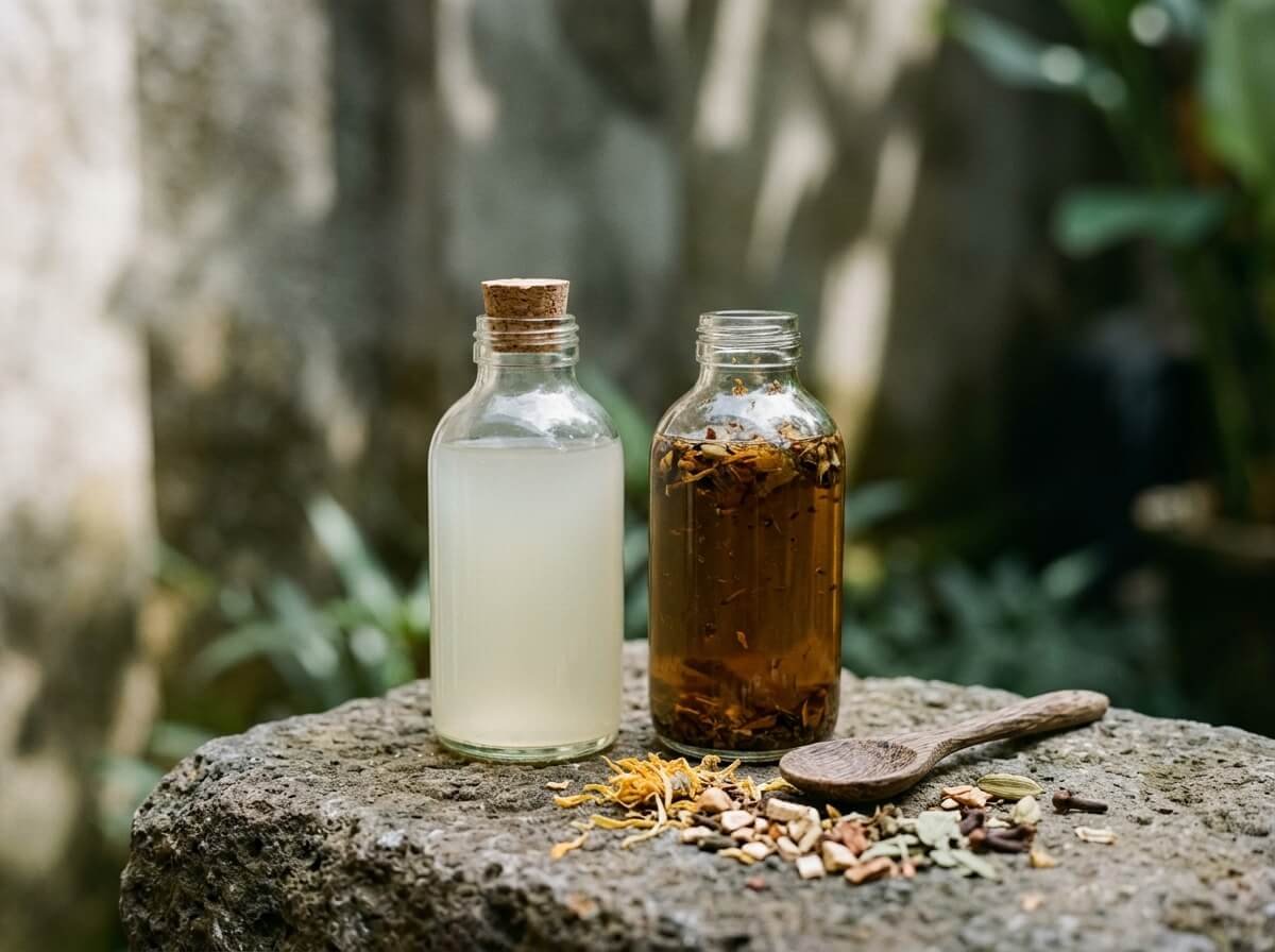 conventional versus natural shampoo bottles comparison