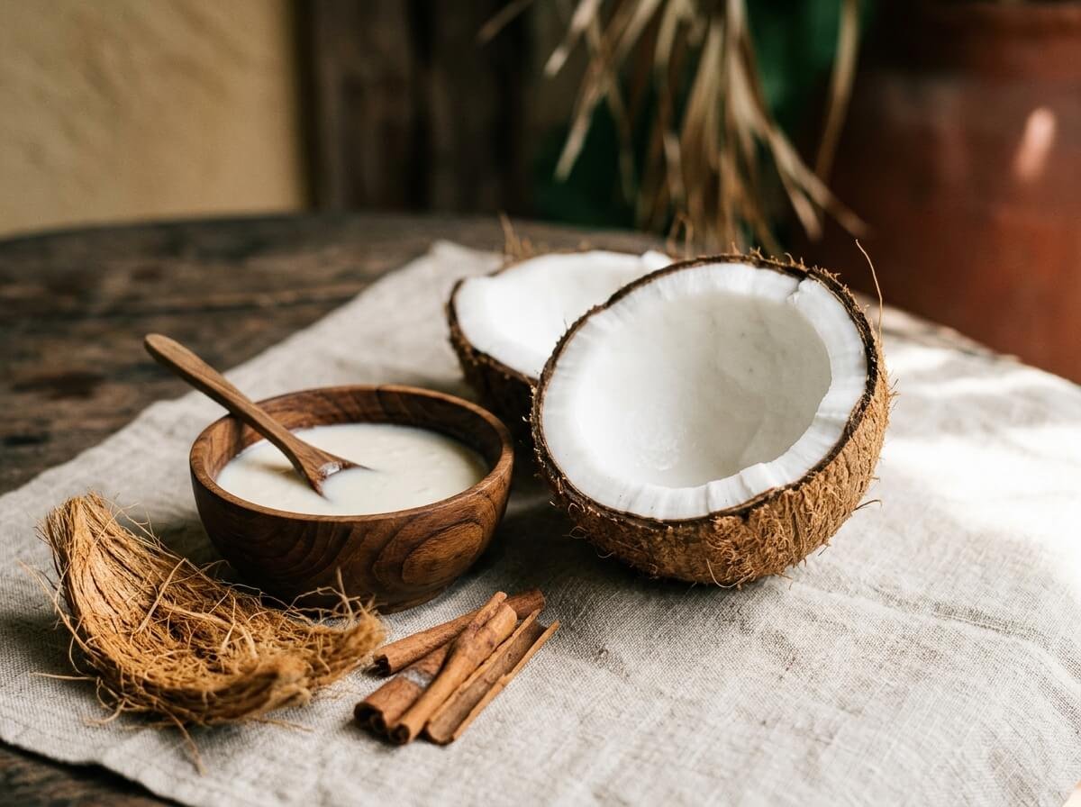 coconut-derived natural surfactant in wooden bowl