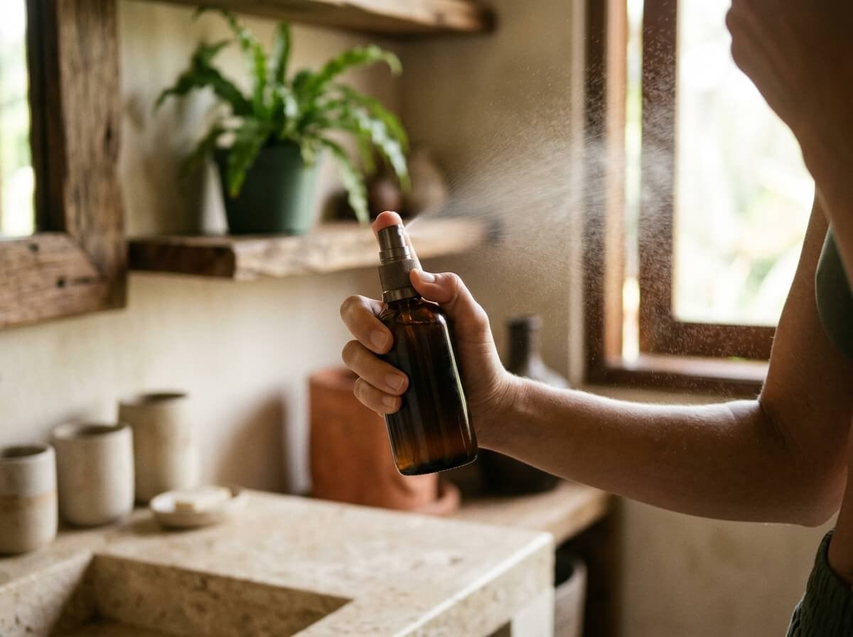 applying aluminum free deodorant spray for even coverage