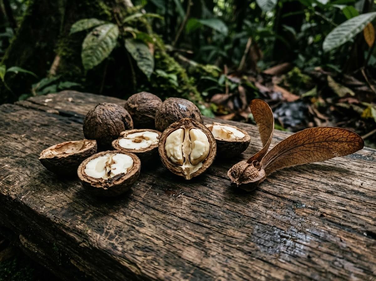 Shorea stenoptera illipe nuts whole and split