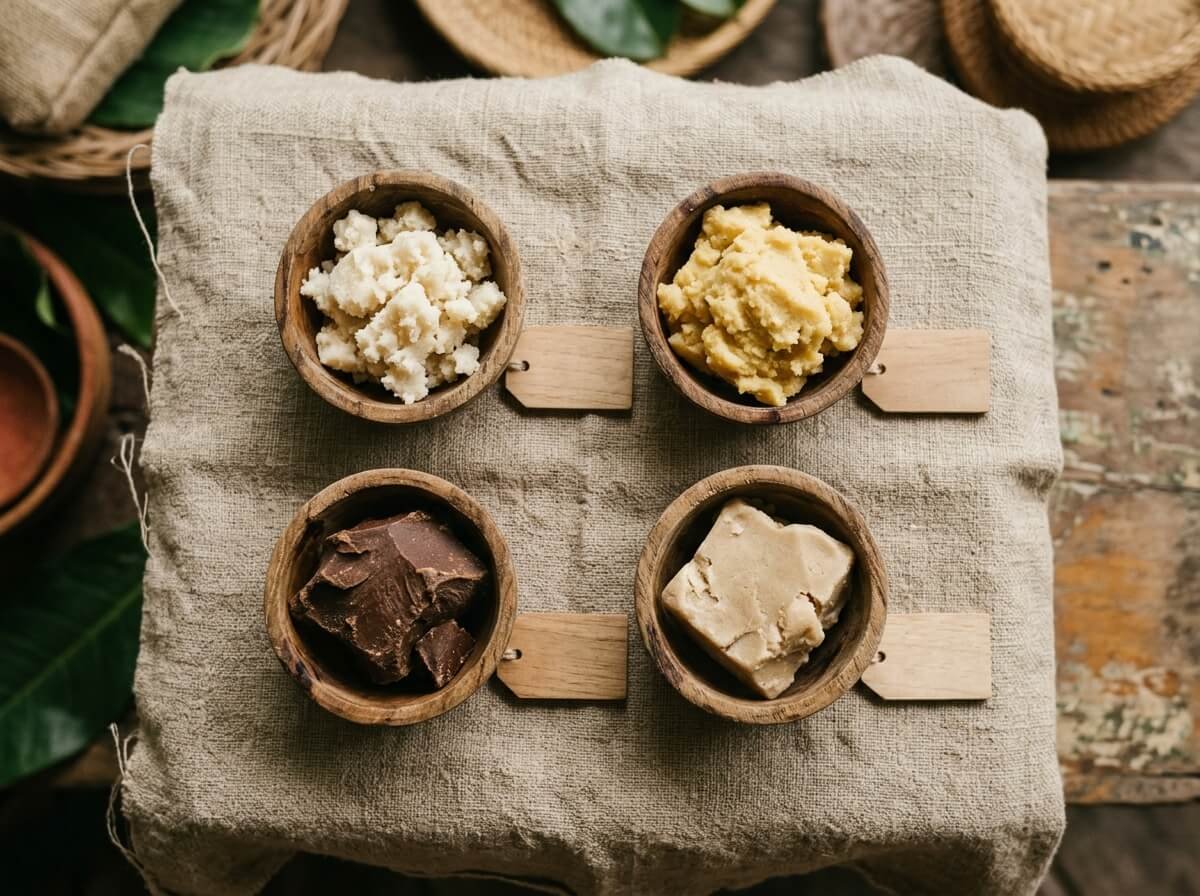 illipe vs shea vs cocoa vs kokum butter comparison