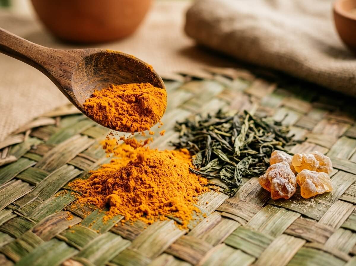 turmeric and frankincense antioxidants in plant-based skincare