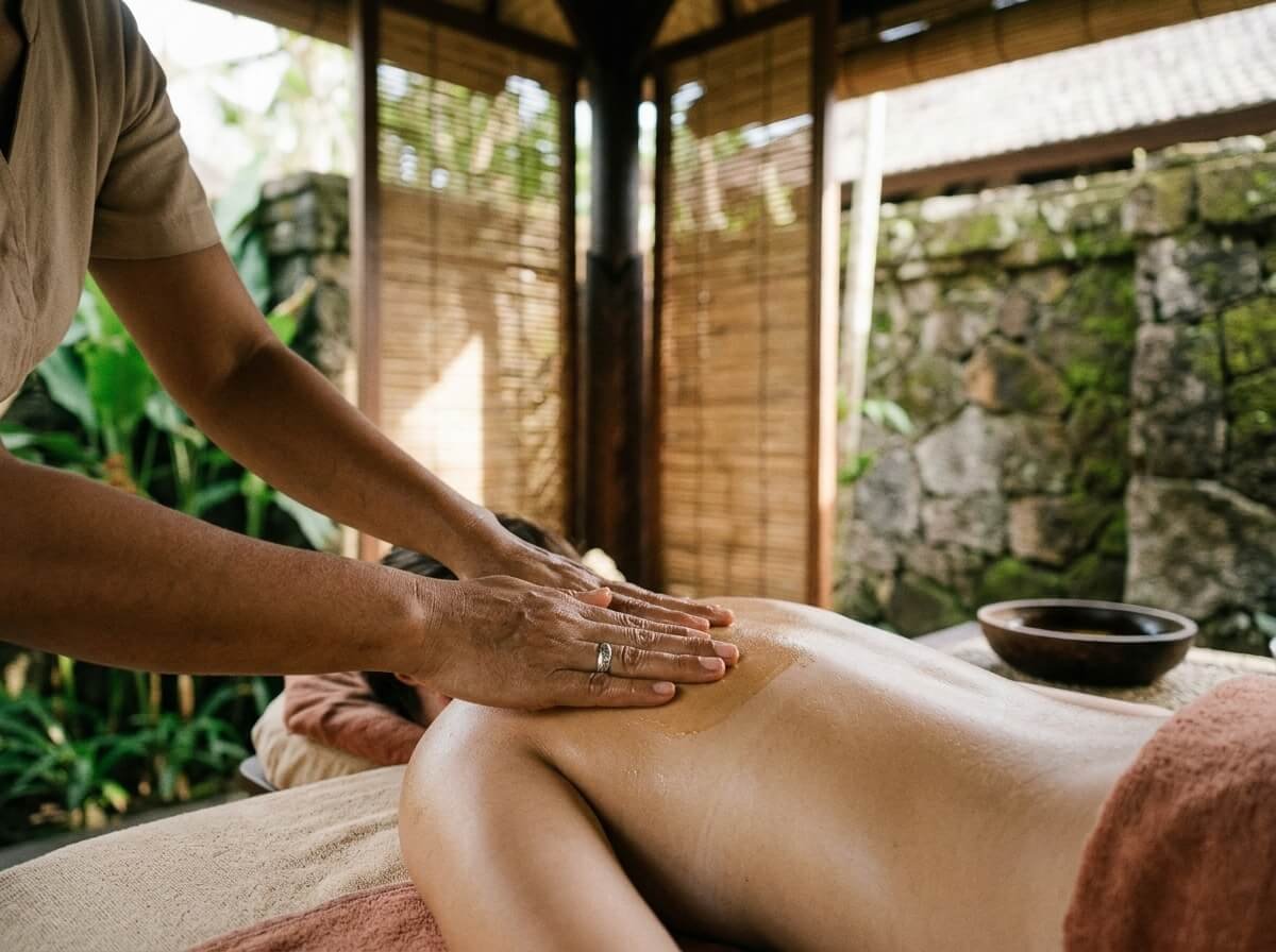 the Balinese body massage ritual for body oil