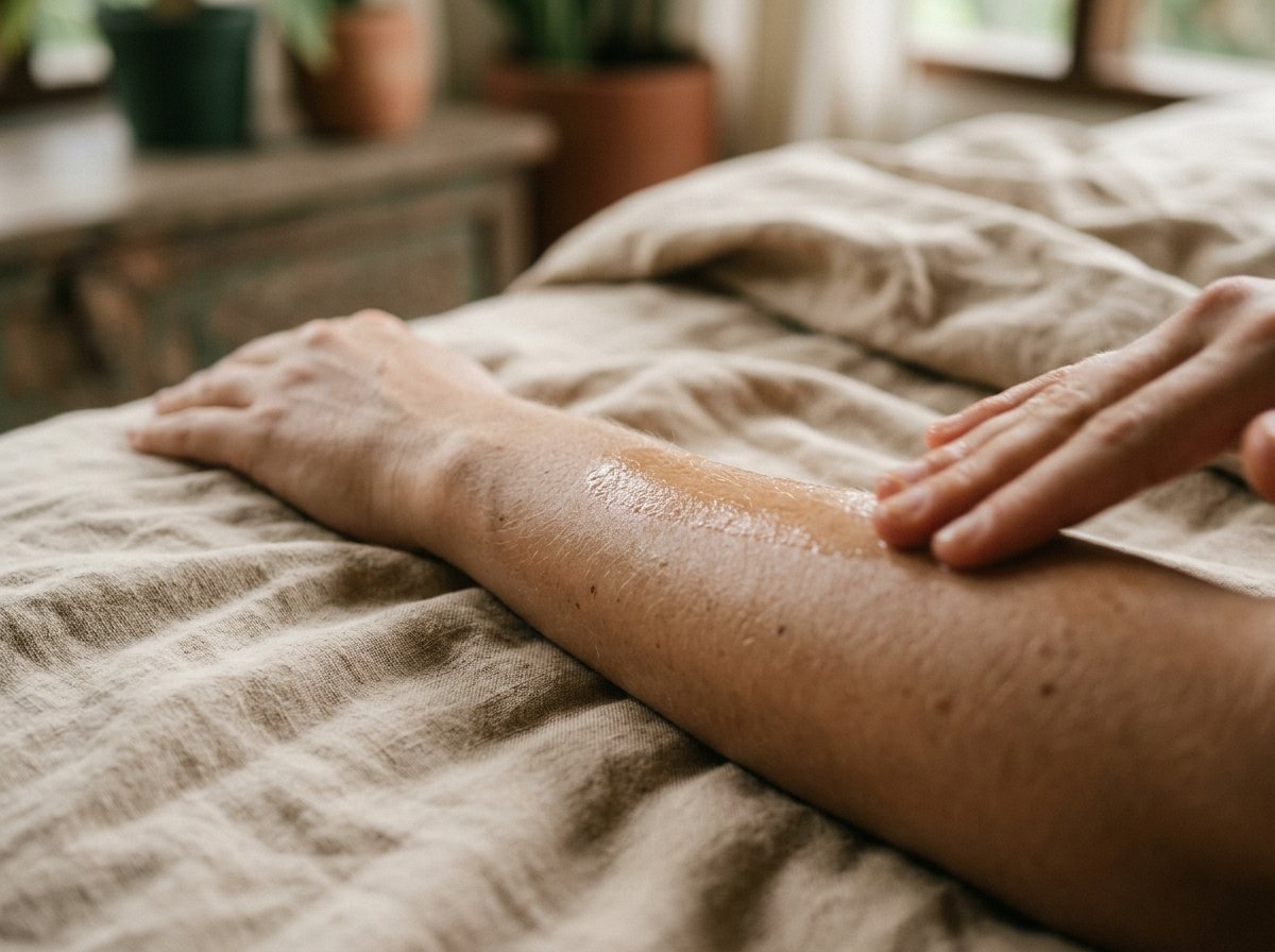 how a body oil absorbs into the skin barrier