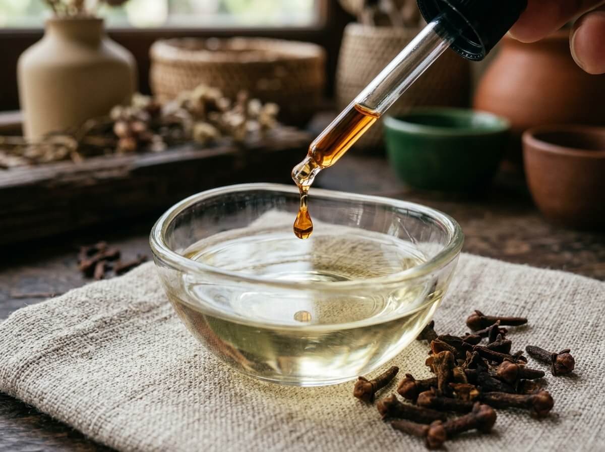 Diluting clove essential oil into a carrier oil for safe use