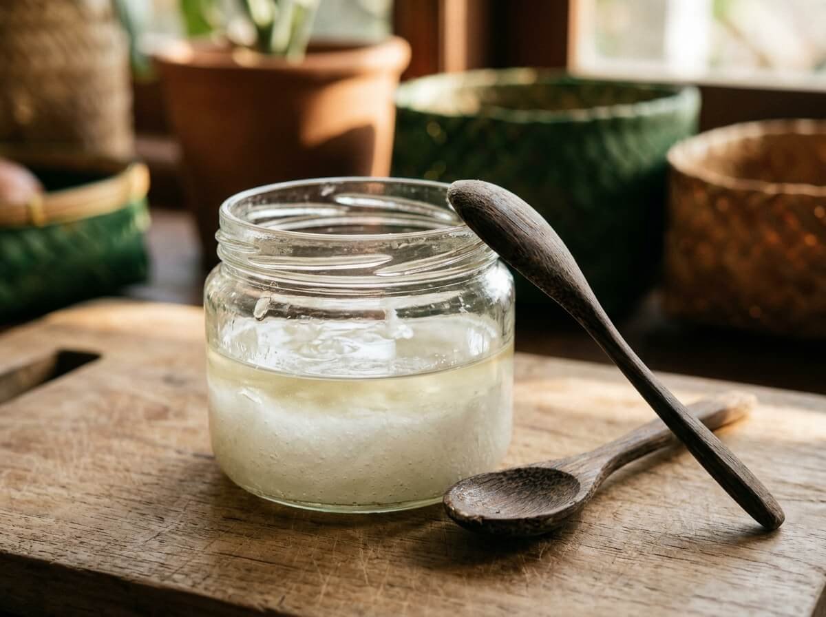 virgin coconut oil in a glass jar