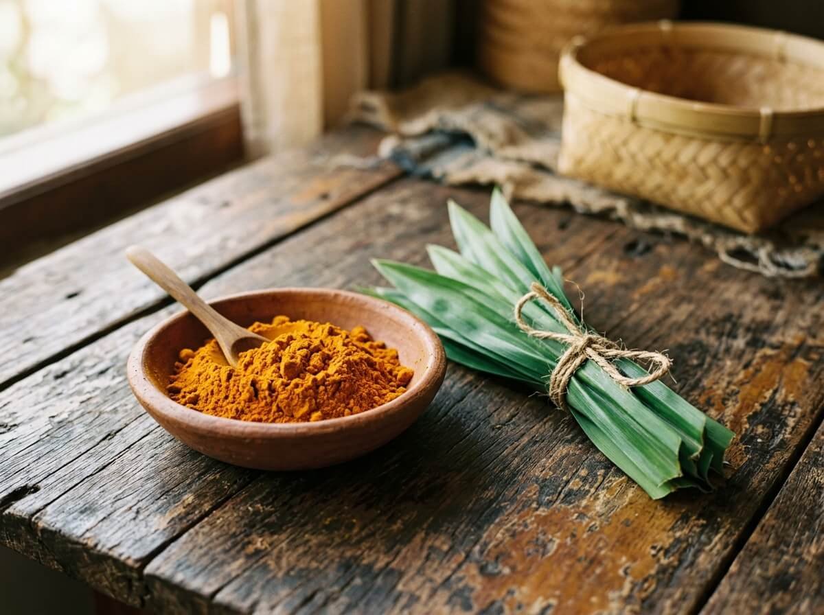 turmeric and botanicals used in a Balinese glow ritual