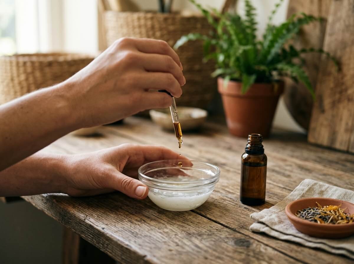 diluting rose geranium oil into carrier oil for safe use