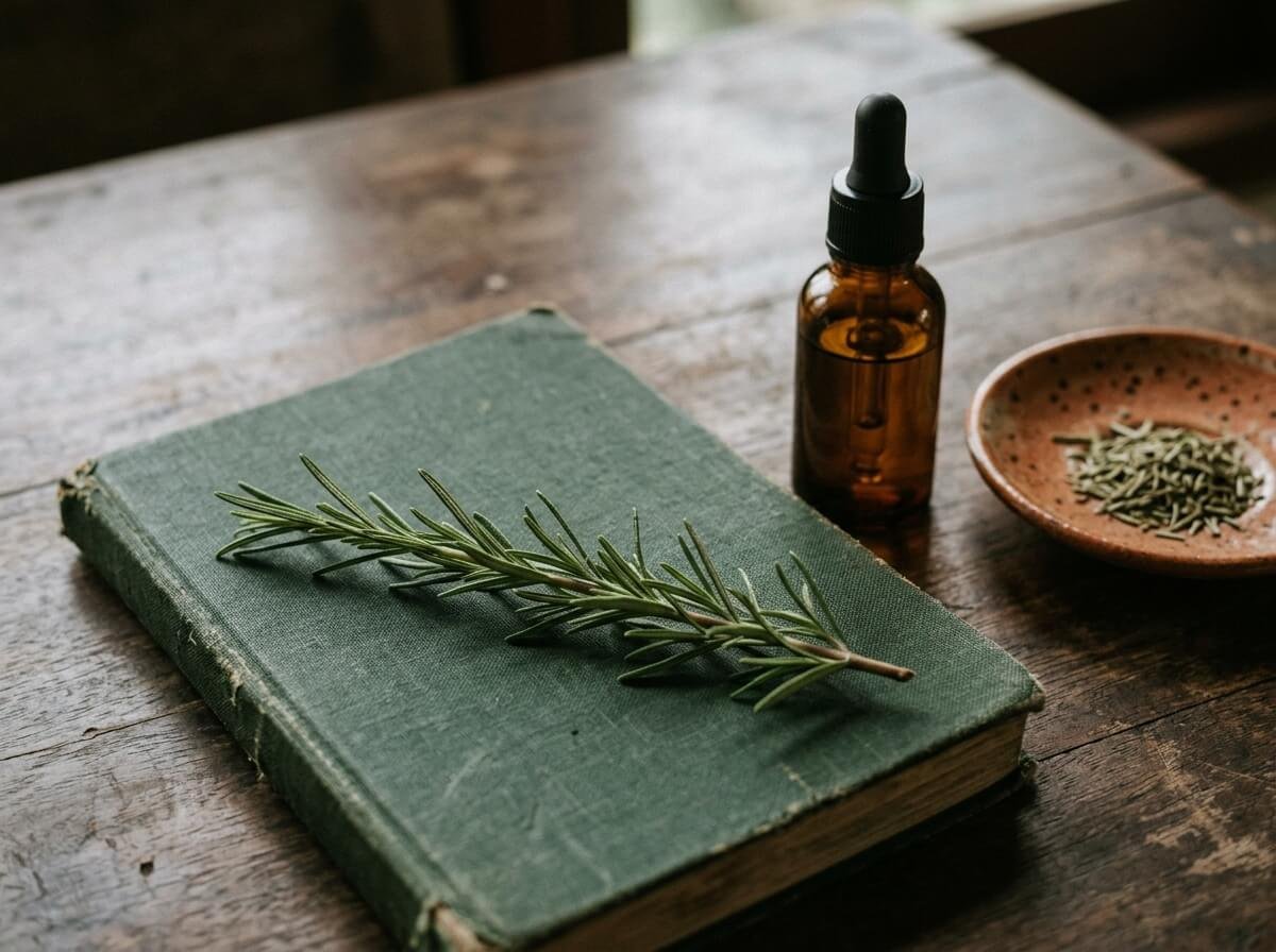 rosemary sprig and dropper bottle representing essential oil chemotypes