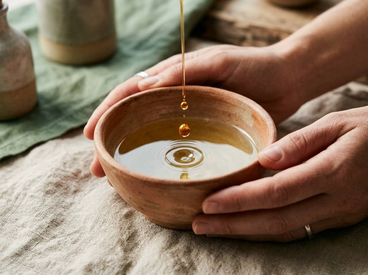 diluting ylang ylang essential oil in a carrier oil for skin and hair