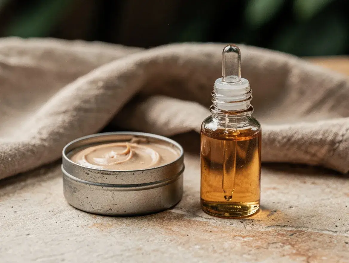 face and body after sun care products for sensitive skin arranged on stone