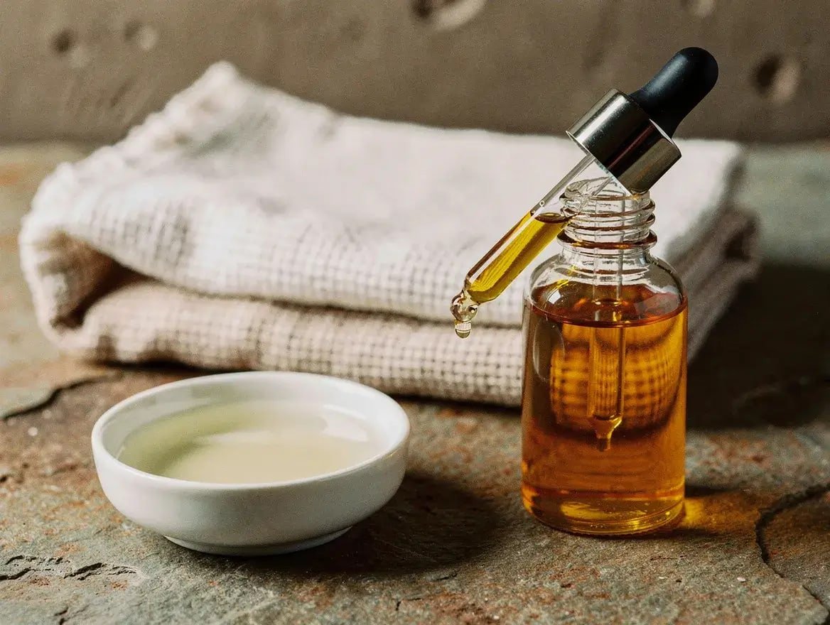 cajeput oil blended with coconut carrier oil for skin care