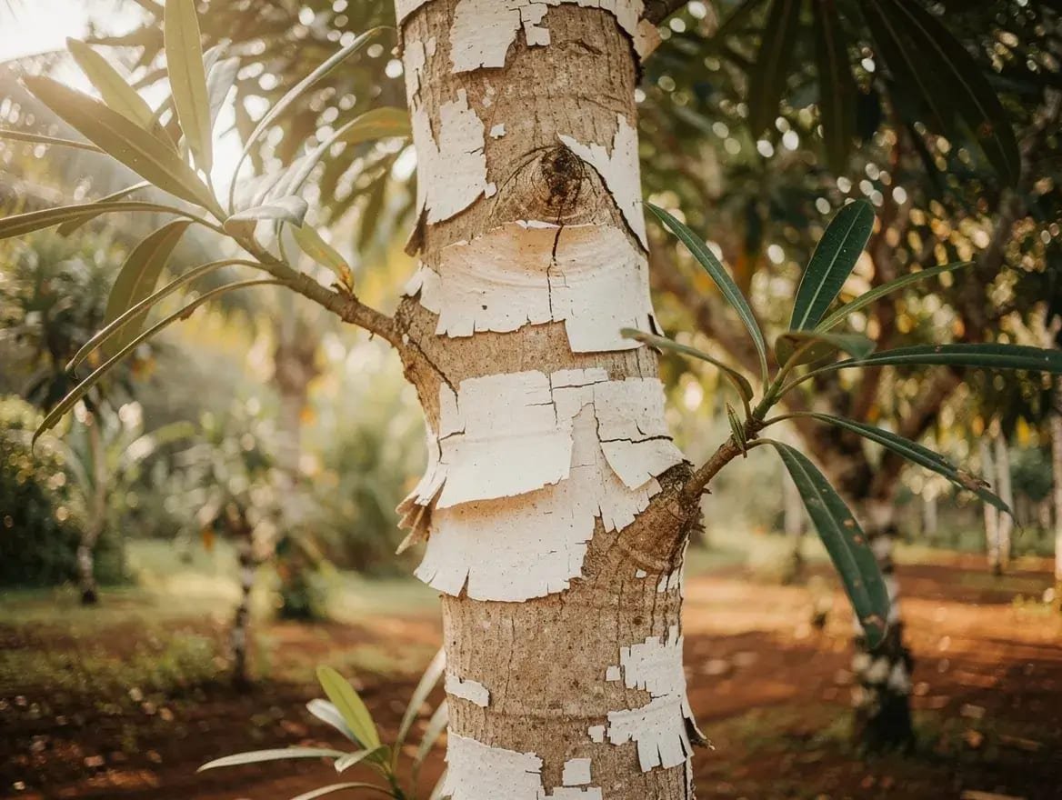 cajeput tree with papery bark in an Indonesian grove