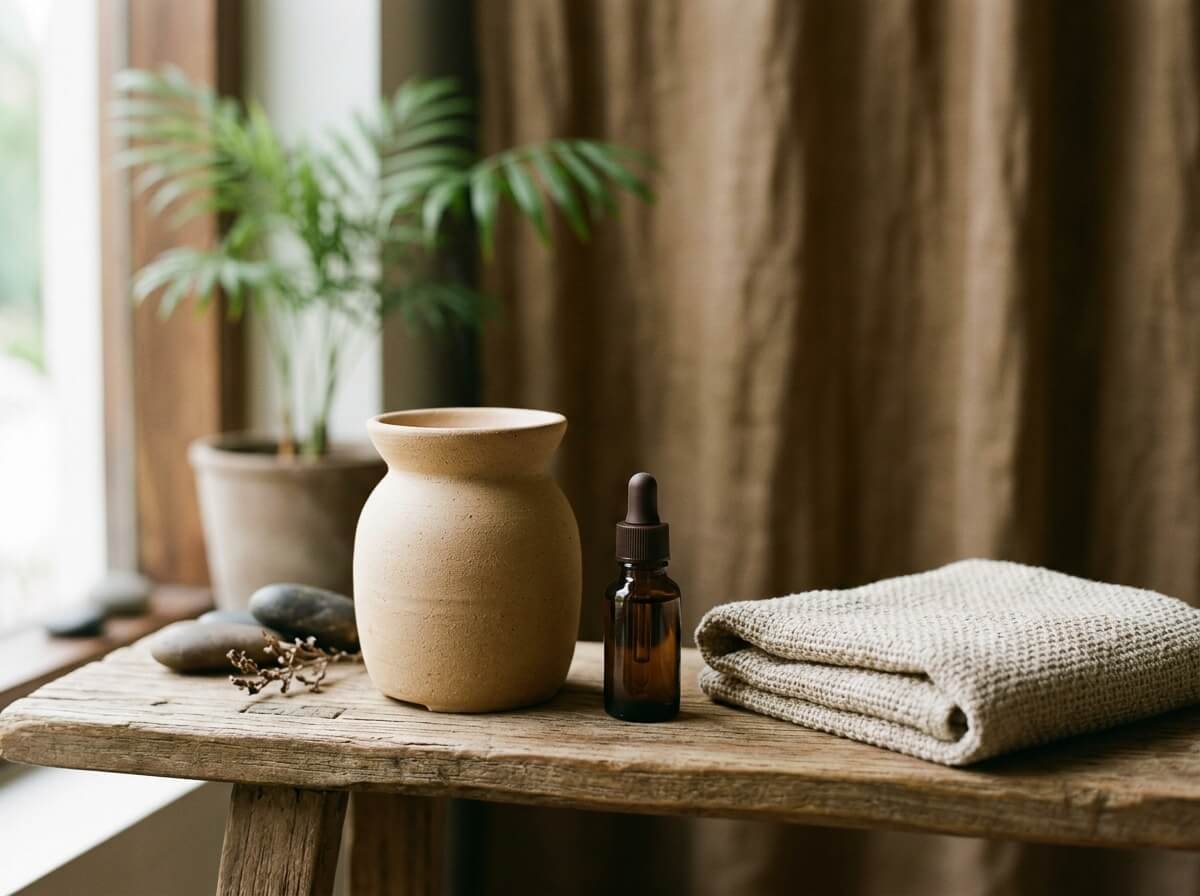 aromatherapy diffuser and essential oil bottle for congestion relief at home