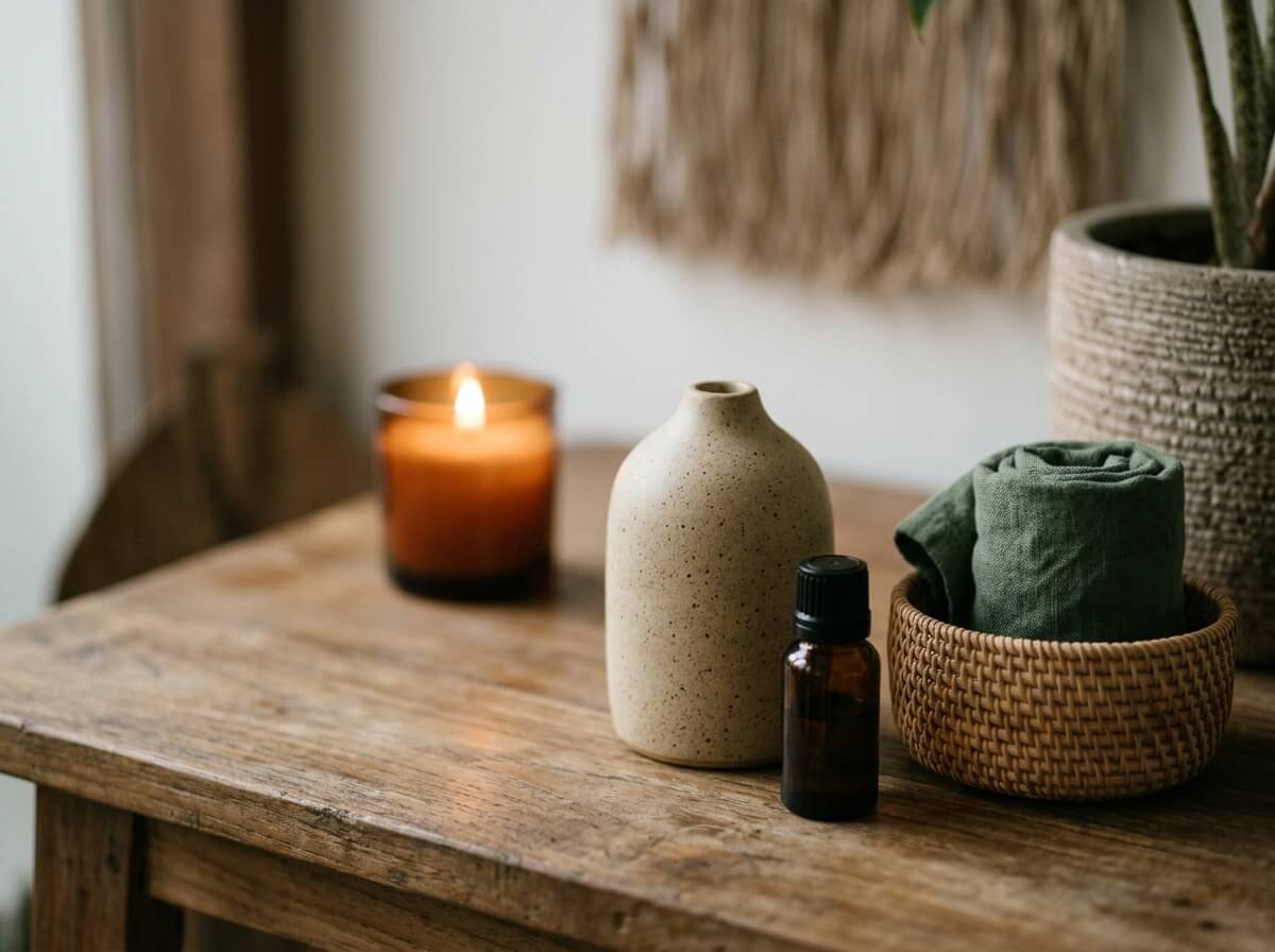 evening congestion ritual with diffuser and essential oils