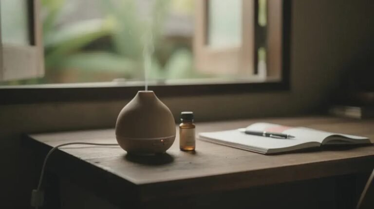 essential oils for focus on a calm morning work desk