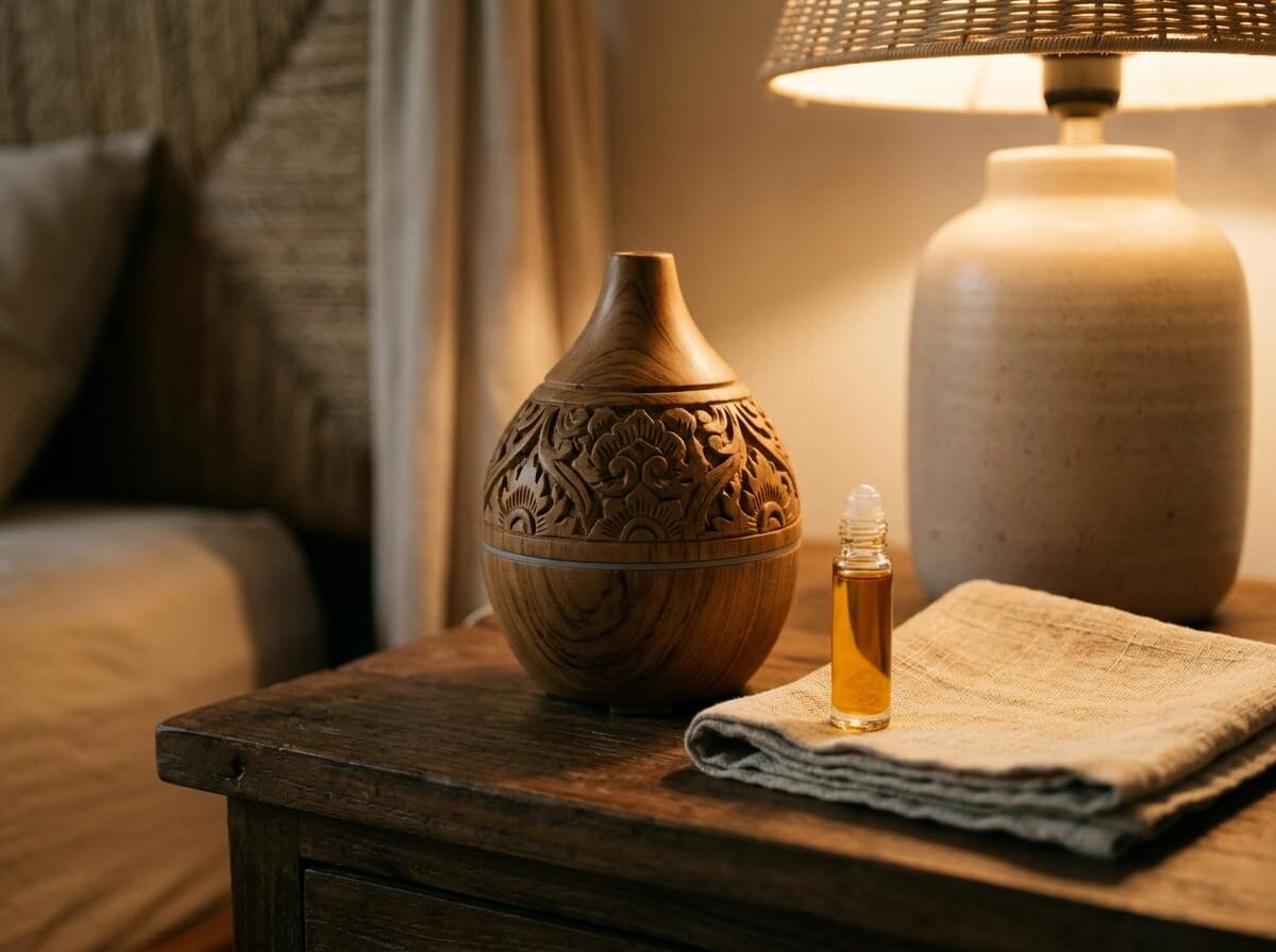 using an essential oil diffuser and roller safely at night