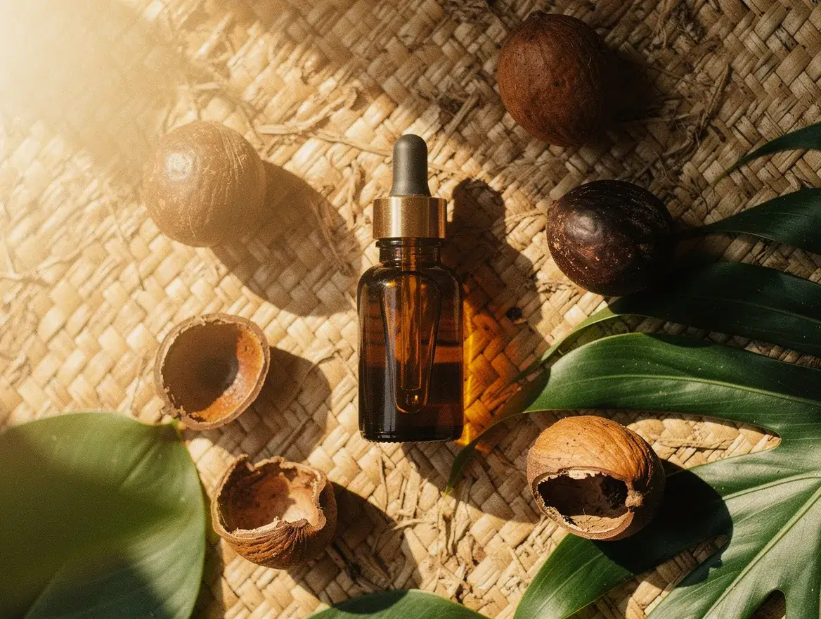 botanical face oil in glass dropper bottle natural ingredients