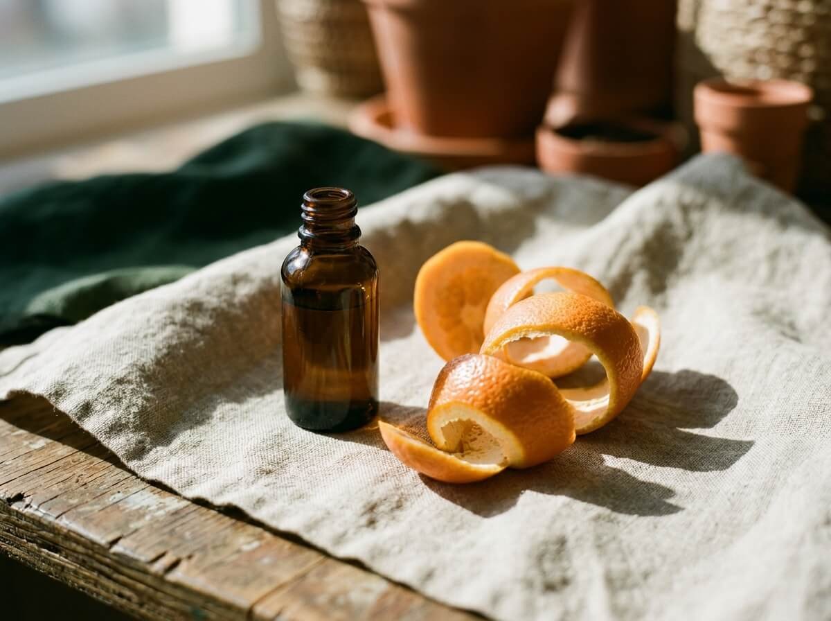 grapefruit oil and citrus peel in bright sunlight illustrating phototoxicity risk