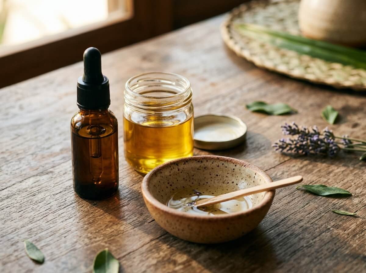 blending lavender oil with a carrier oil for safe dilution