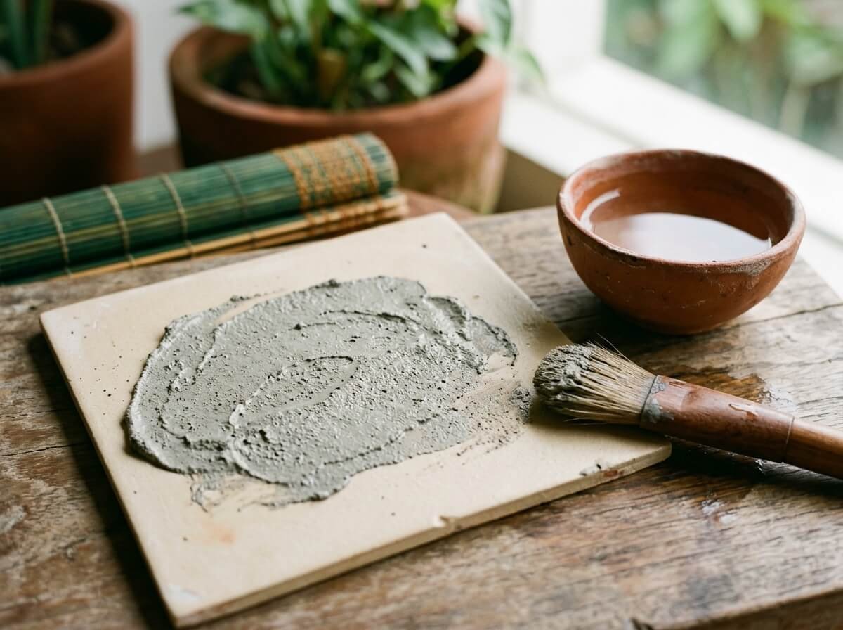 applying a thin even clay mask layer