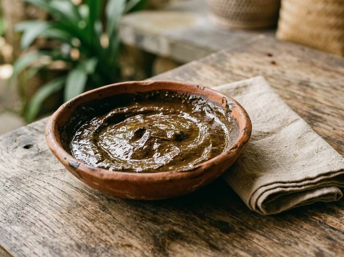 mineral mud mask in a ceramic dish