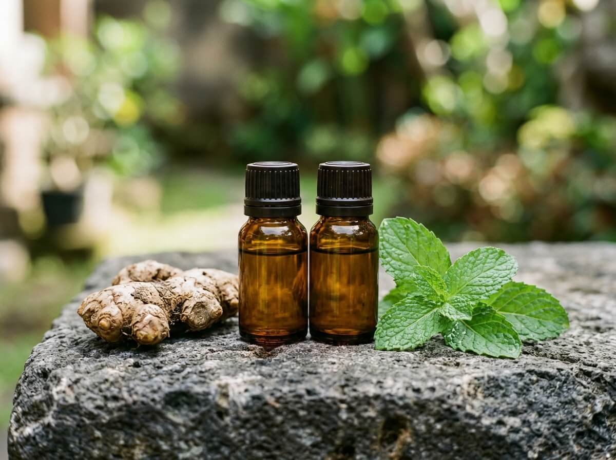warming ginger and cooling mint oils for sore muscles