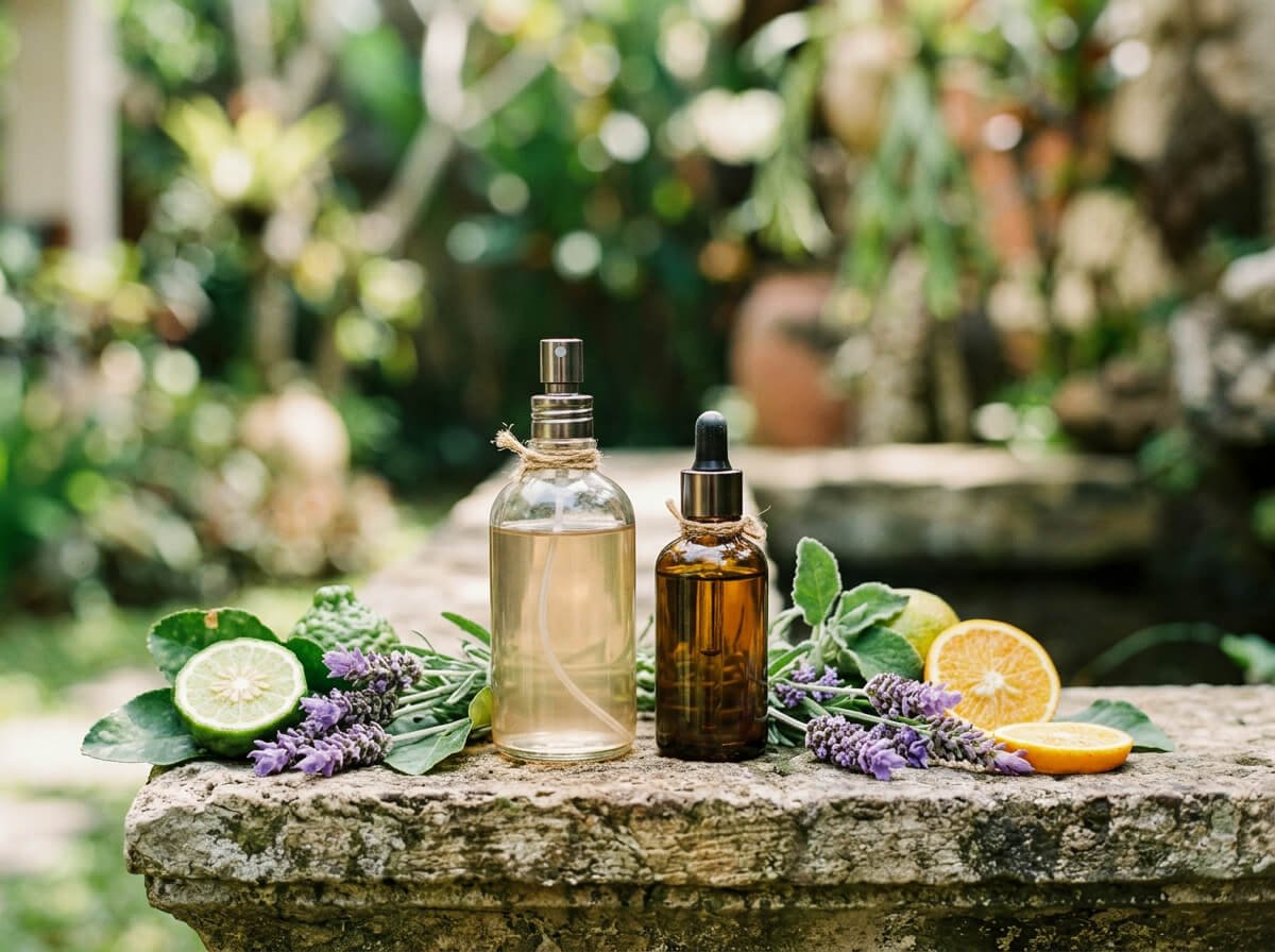 Natural body mist compared with perfume and hydrosol