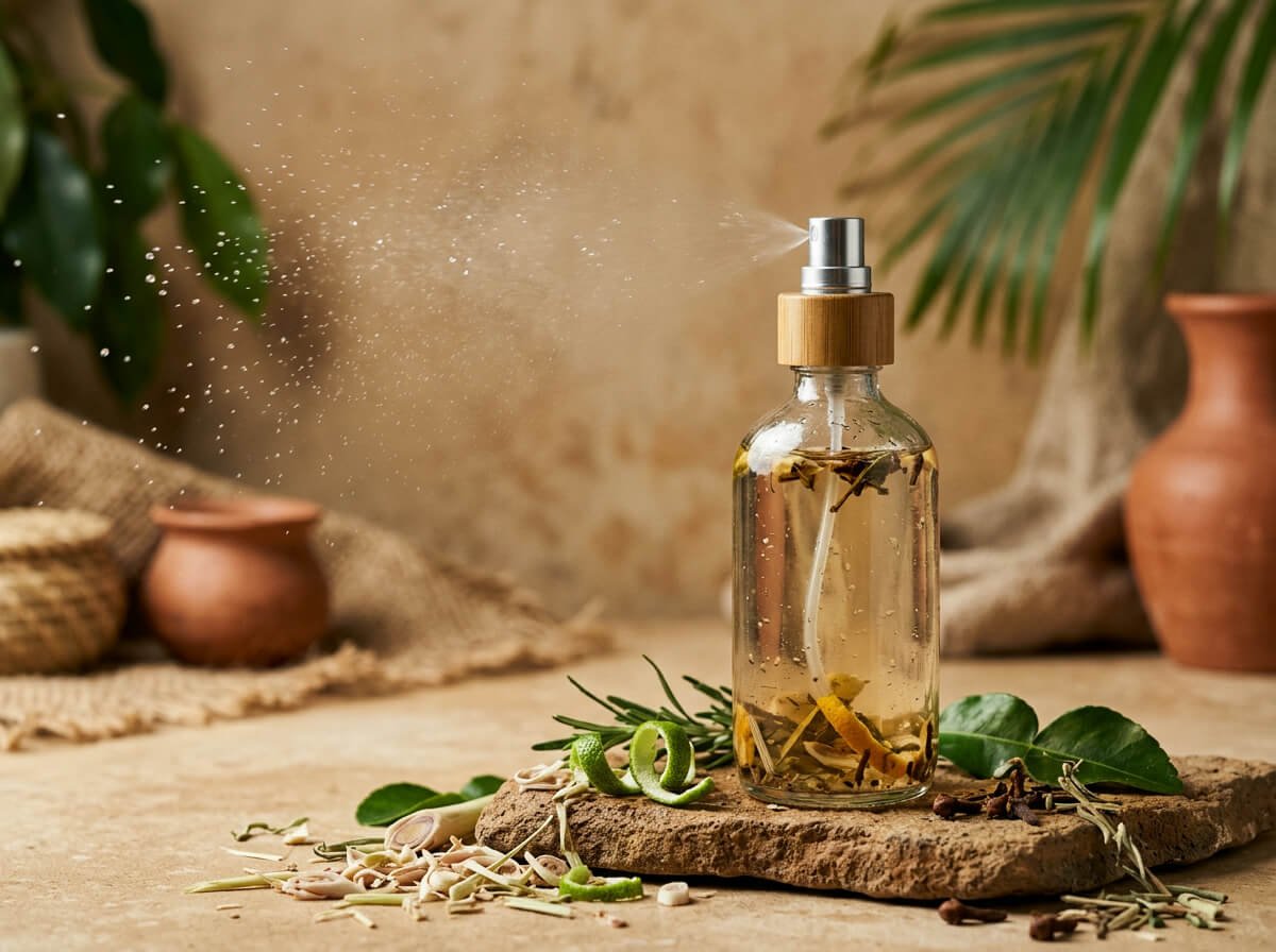 What a natural body mist is, a botanical spray in a glass bottle