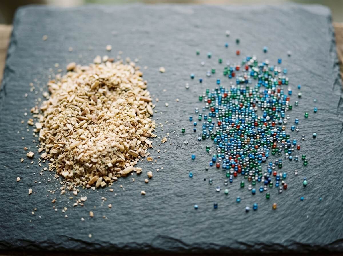 natural exfoliating grains compared with synthetic microbeads